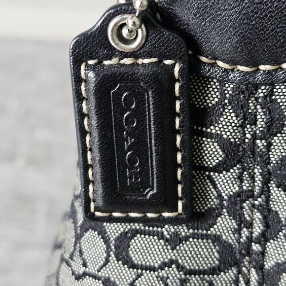 Coach Soho Mini Signature C Jacquard Hobo Top Handle Y2K Black Leather Trim 5x8 - Picture 5 of 16